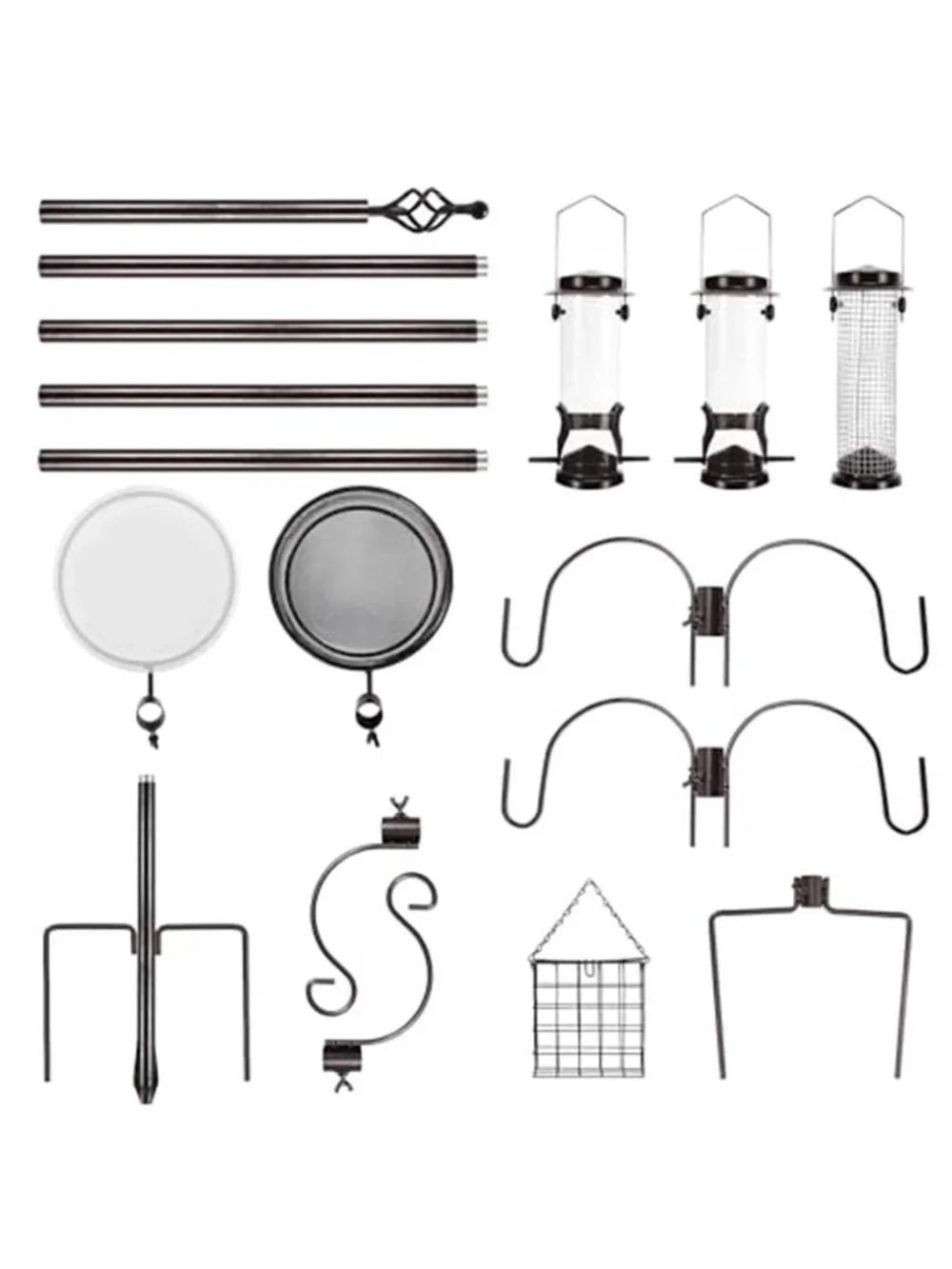 6-Hook Bird Feeding Station Kit, Wild Bird Feeder Stand Pole, Multi-Feeder Kit